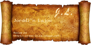 Jordán Lajos névjegykártya